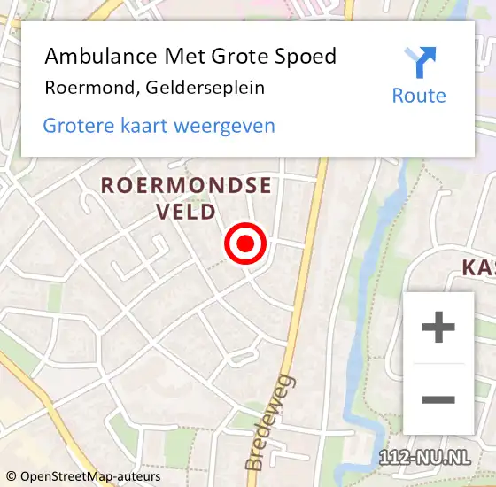 Locatie op kaart van de 112 melding: Ambulance Met Grote Spoed Naar Roermond, Gelderseplein op 13 maart 2019 10:51