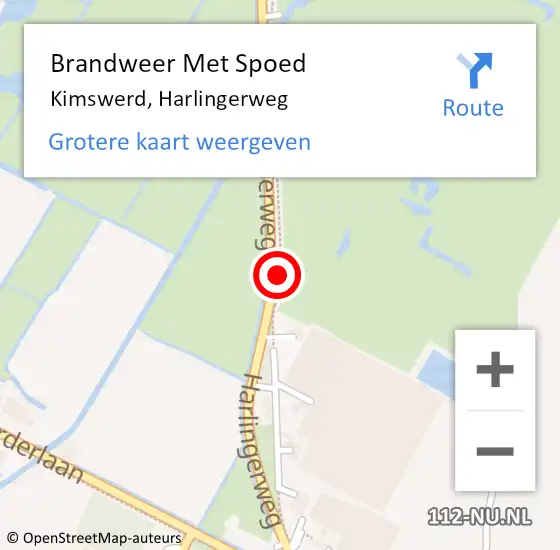 Locatie op kaart van de 112 melding: Brandweer Met Spoed Naar Kimswerd, Harlingerweg op 13 maart 2019 11:16