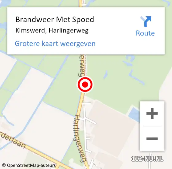 Locatie op kaart van de 112 melding: Brandweer Met Spoed Naar Kimswerd, Harlingerweg op 13 maart 2019 11:27