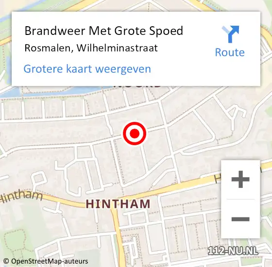 Locatie op kaart van de 112 melding: Brandweer Met Grote Spoed Naar Rosmalen, Wilhelminastraat op 13 maart 2019 13:04