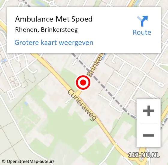 Locatie op kaart van de 112 melding: Ambulance Met Spoed Naar Rhenen, Brinkersteeg op 13 maart 2019 13:47