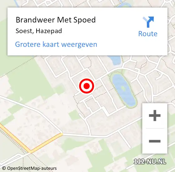 Locatie op kaart van de 112 melding: Brandweer Met Spoed Naar Soest, Hazepad op 13 maart 2019 13:51