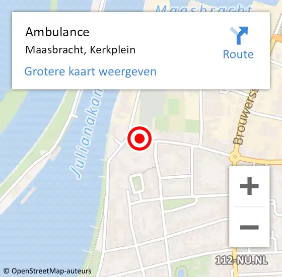 Locatie op kaart van de 112 melding: Ambulance Maasbracht, Kerkplein op 13 maart 2019 15:51