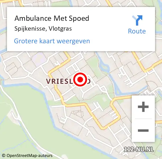 Locatie op kaart van de 112 melding: Ambulance Met Spoed Naar Spijkenisse, Vlotgras op 13 maart 2019 16:00