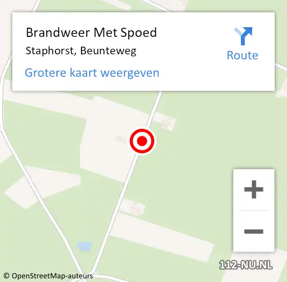 Locatie op kaart van de 112 melding: Brandweer Met Spoed Naar Staphorst, Beunteweg op 13 maart 2019 16:46