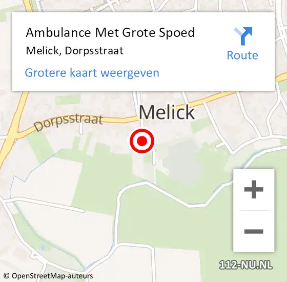 Locatie op kaart van de 112 melding: Ambulance Met Grote Spoed Naar Melick, Dorpsstraat op 13 maart 2019 17:16