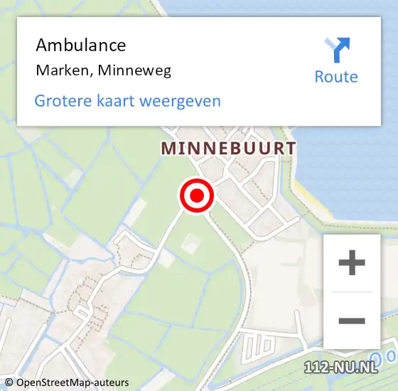 Locatie op kaart van de 112 melding: Ambulance Marken, Minneweg op 13 maart 2019 18:00