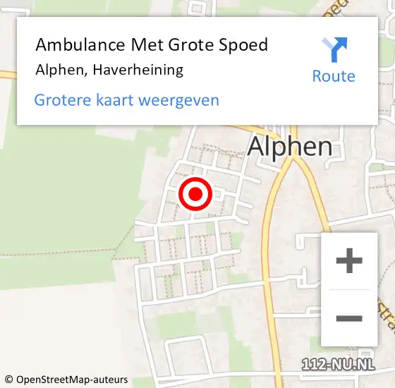 Locatie op kaart van de 112 melding: Ambulance Met Grote Spoed Naar Alphen, Haverheining op 13 maart 2019 18:32