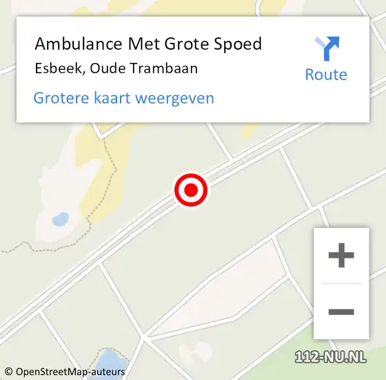 Locatie op kaart van de 112 melding: Ambulance Met Grote Spoed Naar Esbeek, Oude Trambaan op 13 maart 2019 18:34