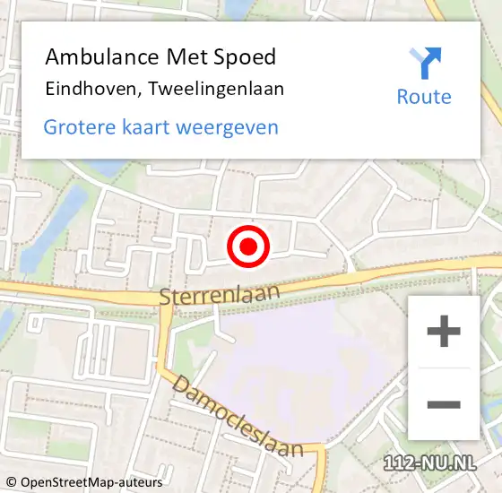 Locatie op kaart van de 112 melding: Ambulance Met Spoed Naar Eindhoven, Tweelingenlaan op 13 maart 2019 18:53