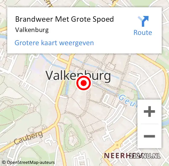 Locatie op kaart van de 112 melding: Brandweer Met Grote Spoed Naar Valkenburg op 13 maart 2019 20:01