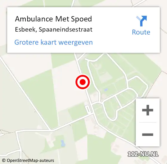 Locatie op kaart van de 112 melding: Ambulance Met Spoed Naar Esbeek, Spaaneindsestraat op 13 maart 2019 20:04