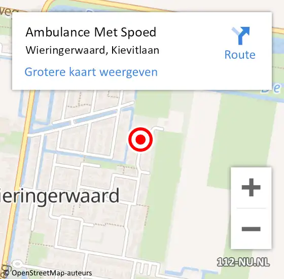 Locatie op kaart van de 112 melding: Ambulance Met Spoed Naar Wieringerwaard, Kievitlaan op 13 maart 2019 20:45