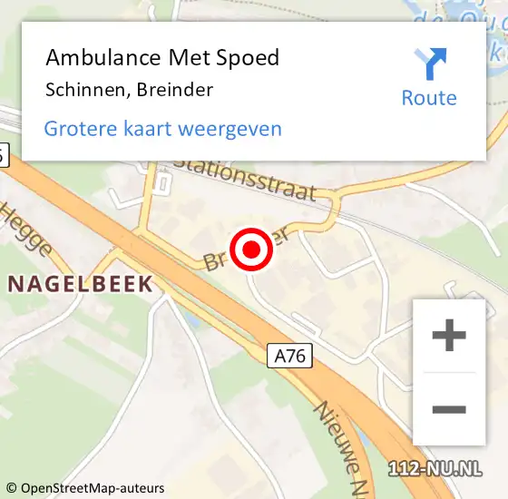 Locatie op kaart van de 112 melding: Ambulance Met Spoed Naar Schinnen, Breinder op 26 maart 2014 11:14