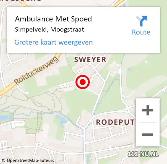 Locatie op kaart van de 112 melding: Ambulance Met Spoed Naar Simpelveld, Moogstraat op 26 maart 2014 11:15