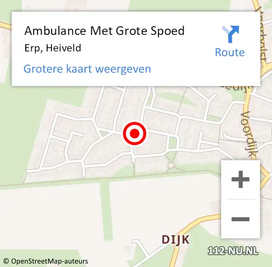 Locatie op kaart van de 112 melding: Ambulance Met Grote Spoed Naar Erp, Heiveld op 14 maart 2019 02:19