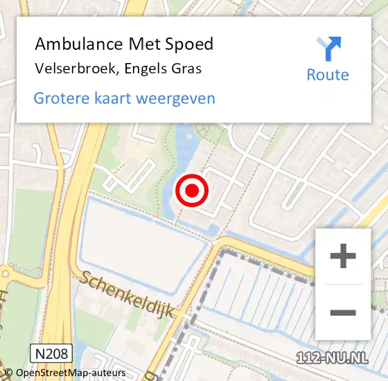 Locatie op kaart van de 112 melding: Ambulance Met Spoed Naar Velserbroek, Engels Gras op 14 maart 2019 02:38