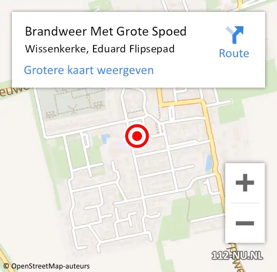 Locatie op kaart van de 112 melding: Brandweer Met Grote Spoed Naar Wissenkerke, Eduard Flipsepad op 14 maart 2019 06:14