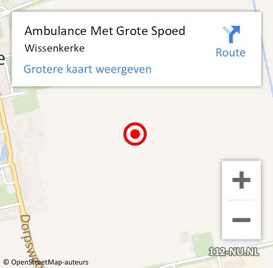 Locatie op kaart van de 112 melding: Ambulance Met Grote Spoed Naar Wissenkerke op 14 maart 2019 06:14