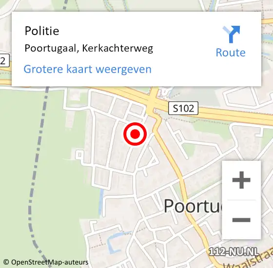 Locatie op kaart van de 112 melding: Politie Poortugaal, Kerkachterweg op 14 maart 2019 06:45