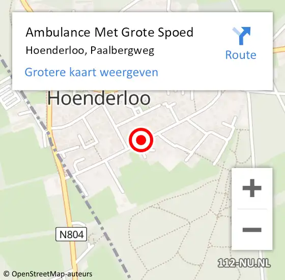 Locatie op kaart van de 112 melding: Ambulance Met Grote Spoed Naar Hoenderloo, Paalbergweg op 14 maart 2019 07:12