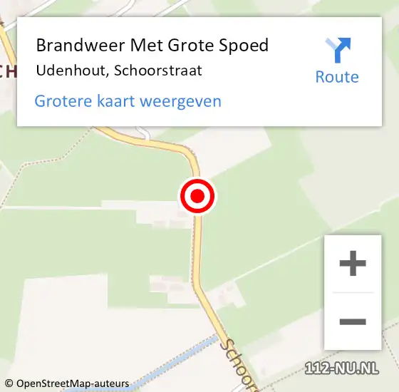 Locatie op kaart van de 112 melding: Brandweer Met Grote Spoed Naar Udenhout, Schoorstraat op 14 maart 2019 08:22