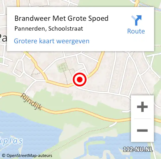 Locatie op kaart van de 112 melding: Brandweer Met Grote Spoed Naar Pannerden, Schoolstraat op 14 maart 2019 08:31