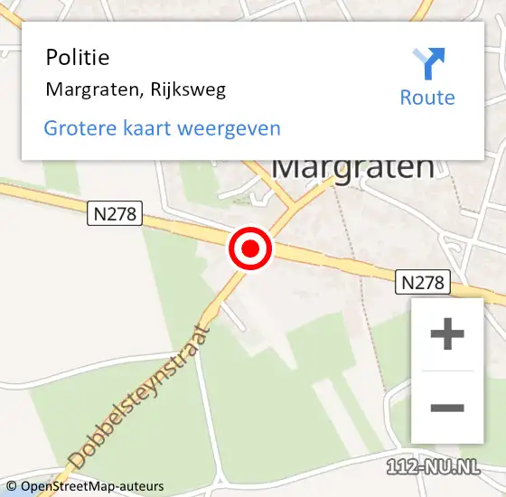 Locatie op kaart van de 112 melding: Politie Margraten, Rijksweg op 14 maart 2019 09:01