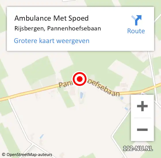 Locatie op kaart van de 112 melding: Ambulance Met Spoed Naar Rijsbergen, Pannenhoefsebaan op 14 maart 2019 09:19