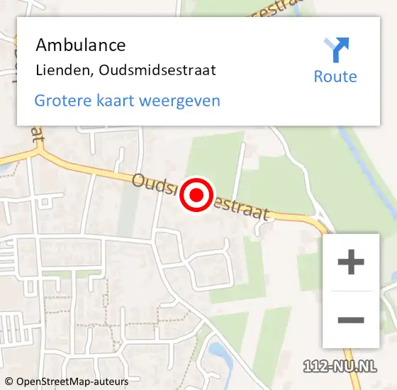 Locatie op kaart van de 112 melding: Ambulance Lienden, Oudsmidsestraat op 14 maart 2019 09:25