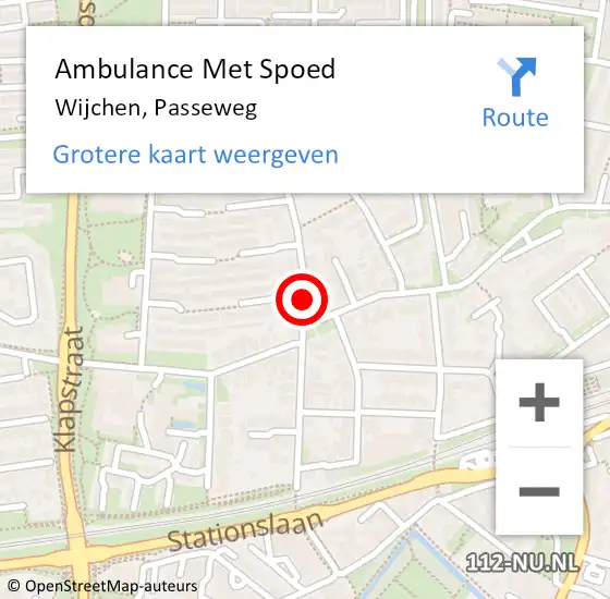 Locatie op kaart van de 112 melding: Ambulance Met Spoed Naar Wijchen, Passeweg op 14 maart 2019 09:30