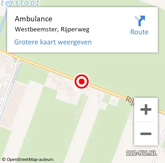 Locatie op kaart van de 112 melding: Ambulance Westbeemster, Rijperweg op 14 maart 2019 10:02