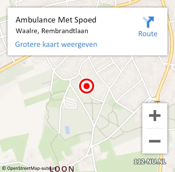 Locatie op kaart van de 112 melding: Ambulance Met Spoed Naar Waalre, Rembrandtlaan op 14 maart 2019 10:20