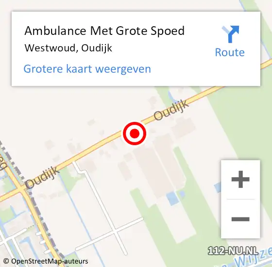 Locatie op kaart van de 112 melding: Ambulance Met Grote Spoed Naar Westwoud, Oudijk op 26 maart 2014 12:00