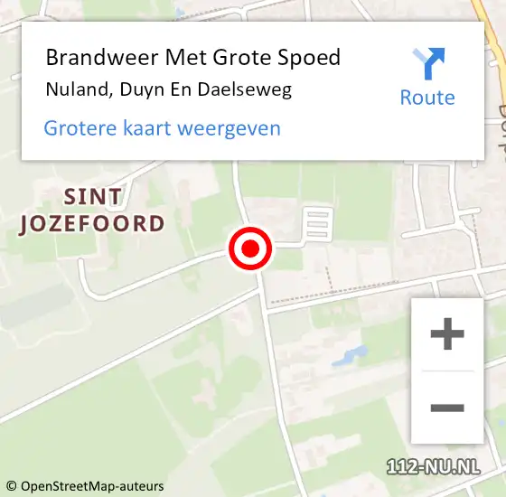 Locatie op kaart van de 112 melding: Brandweer Met Grote Spoed Naar Nuland, Duyn En Daelseweg op 14 maart 2019 12:30