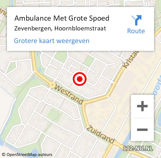 Locatie op kaart van de 112 melding: Ambulance Met Grote Spoed Naar Zevenbergen, Hoornbloemstraat op 14 maart 2019 12:48