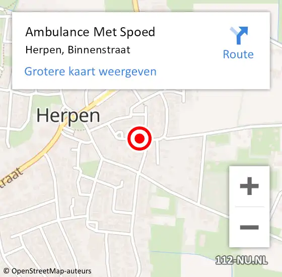 Locatie op kaart van de 112 melding: Ambulance Met Spoed Naar Herpen, Binnenstraat op 14 maart 2019 13:27