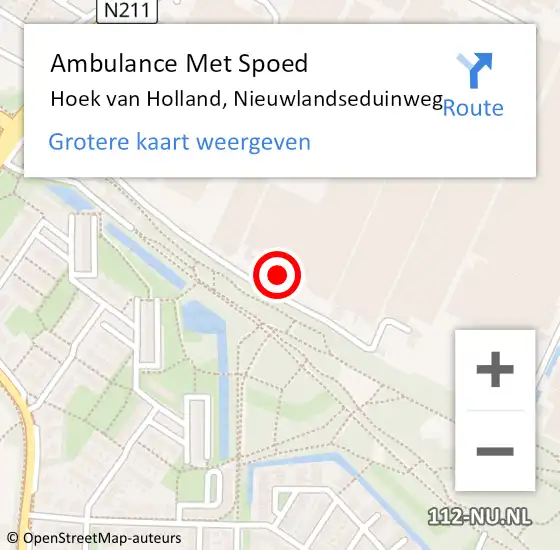 Locatie op kaart van de 112 melding: Ambulance Met Spoed Naar Hoek van Holland, Nieuwlandseduinweg op 26 september 2013 16:30