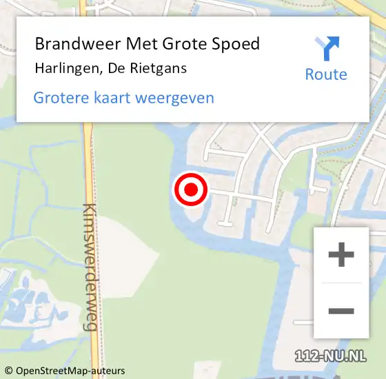 Locatie op kaart van de 112 melding: Brandweer Met Grote Spoed Naar Harlingen, De Rietgans op 26 maart 2014 12:15