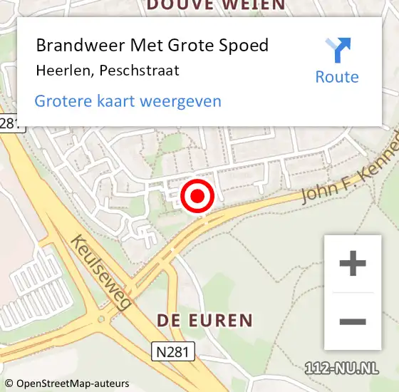 Locatie op kaart van de 112 melding: Brandweer Met Grote Spoed Naar Heerlen, Peschstraat op 14 maart 2019 16:31