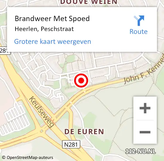 Locatie op kaart van de 112 melding: Brandweer Met Spoed Naar Heerlen, Peschstraat op 14 maart 2019 16:52