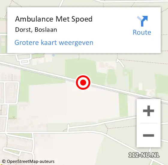 Locatie op kaart van de 112 melding: Ambulance Met Spoed Naar Dorst, Boslaan op 14 maart 2019 16:55