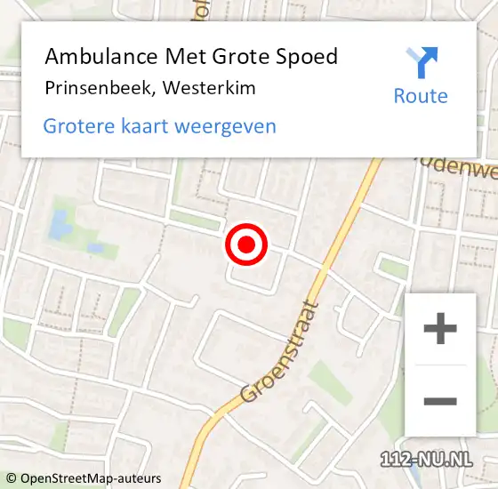 Locatie op kaart van de 112 melding: Ambulance Met Grote Spoed Naar Prinsenbeek, Westerkim op 14 maart 2019 19:03