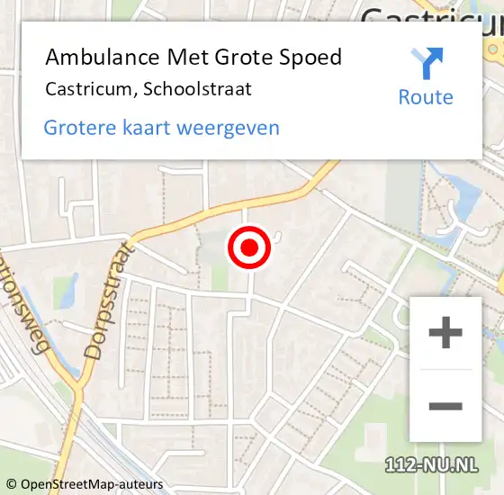 Locatie op kaart van de 112 melding: Ambulance Met Grote Spoed Naar Castricum, Schoolstraat op 14 maart 2019 19:32