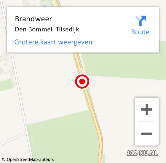 Locatie op kaart van de 112 melding: Brandweer Den Bommel, Tilsedijk op 14 maart 2019 19:43