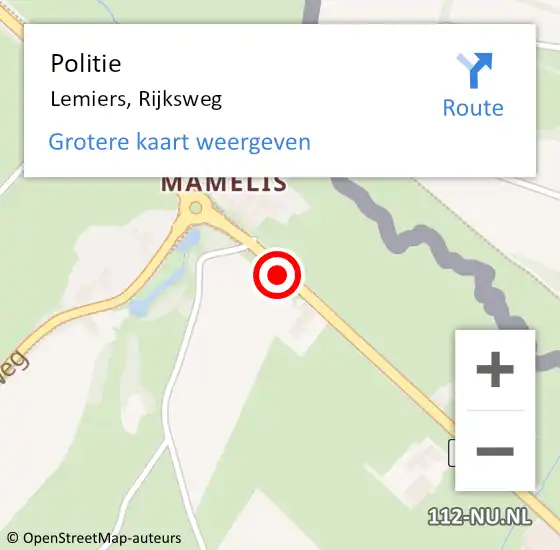 Locatie op kaart van de 112 melding: Politie Lemiers, Rijksweg op 14 maart 2019 20:00