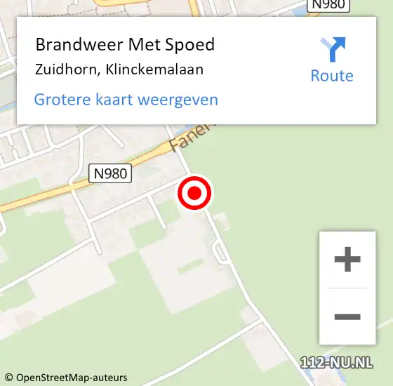 Locatie op kaart van de 112 melding: Brandweer Met Spoed Naar Zuidhorn, Klinckemalaan op 14 maart 2019 20:38