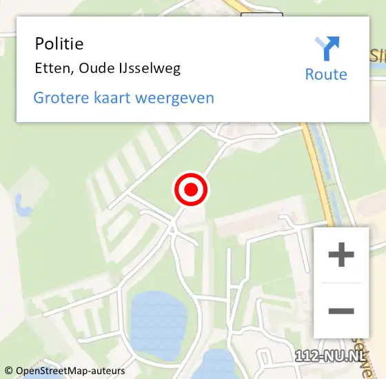 Locatie op kaart van de 112 melding: Politie Etten, Oude IJsselweg op 14 maart 2019 21:01