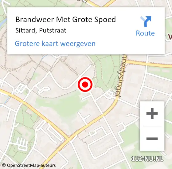 Locatie op kaart van de 112 melding: Brandweer Met Grote Spoed Naar Sittard, Putstraat op 14 maart 2019 21:37