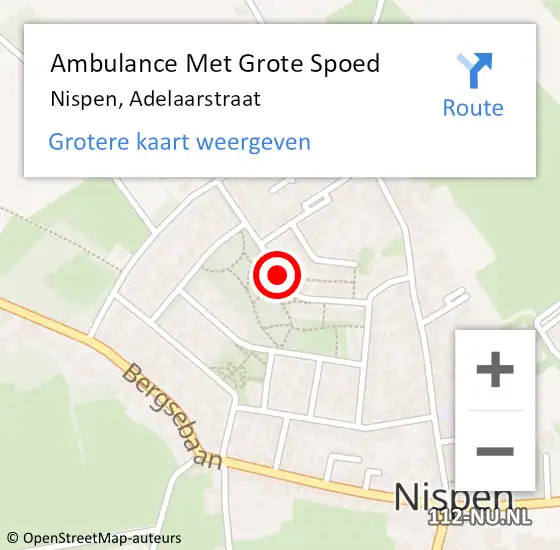Locatie op kaart van de 112 melding: Ambulance Met Grote Spoed Naar Nispen, Adelaarstraat op 14 maart 2019 22:13